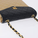 CHANEL Matelasse Chain Shoulder Bag Lamb Skin Beige Gold CC Auth 204855A-14