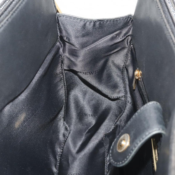 LOEWE Hand Bag Leather Black Gold Auth 204858