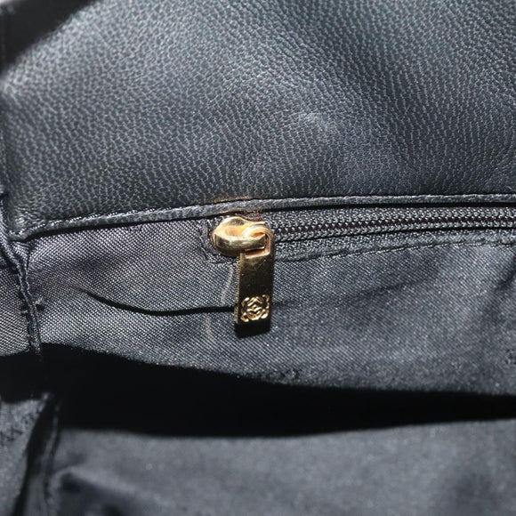 LOEWE Hand Bag Leather Black Gold Auth 204858