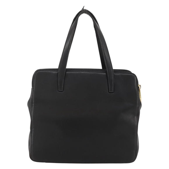 LOEWE Hand Bag Leather Black Gold Auth 204858