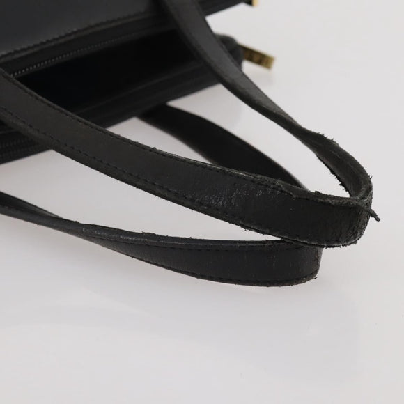 LOEWE Hand Bag Leather Black Gold Auth 204858