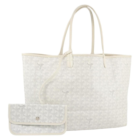 GOYARD Herringbone Saint Louis GM Tote Bag PVC White Auth 204859A