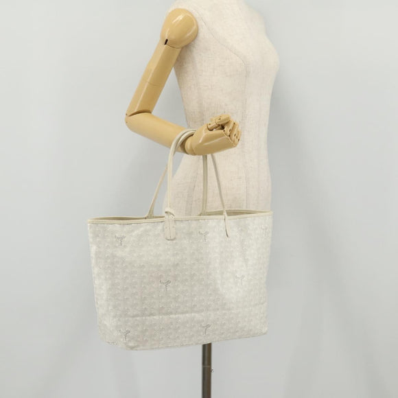 GOYARD Herringbone Saint Louis GM Tote Bag PVC White Auth 204859A