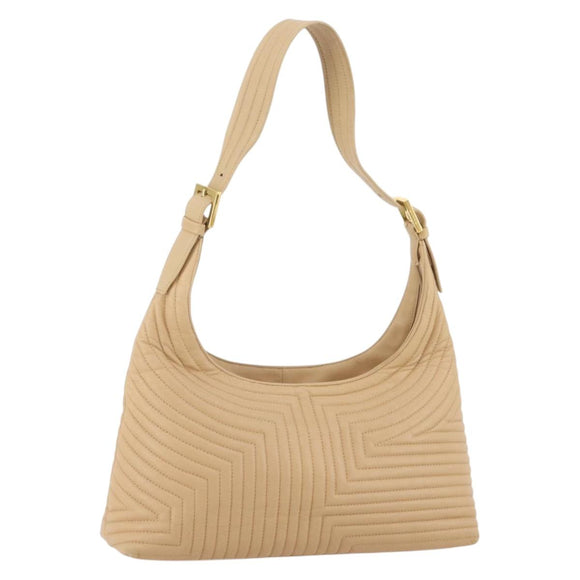 BALLY Shoulder Bag Leather Beige Gold Auth 204860A