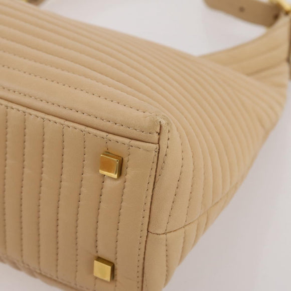 BALLY Shoulder Bag Leather Beige Gold Auth 204860A