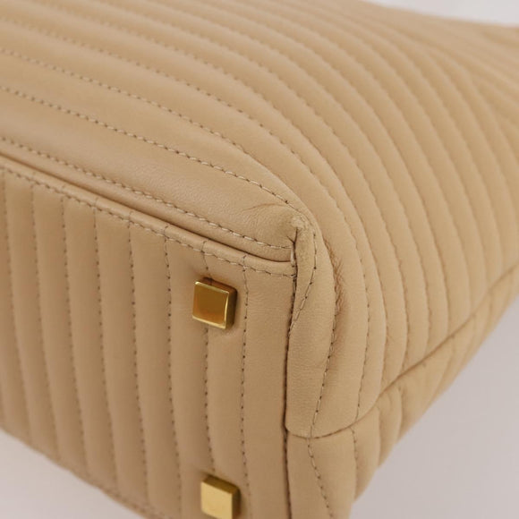 BALLY Shoulder Bag Leather Beige Gold Auth 204860A