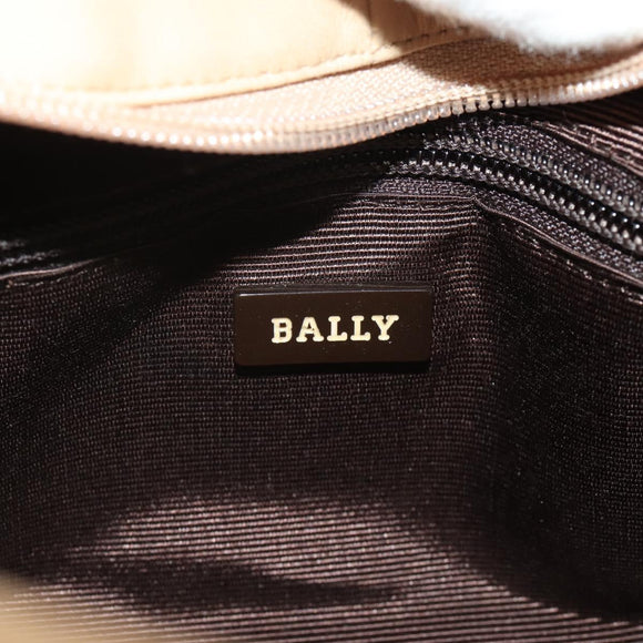 BALLY Shoulder Bag Leather Beige Gold Auth 204860A