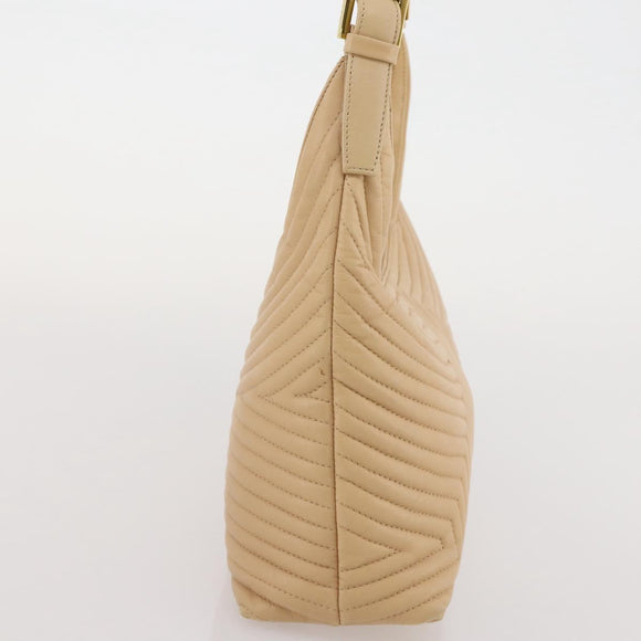 BALLY Shoulder Bag Leather Beige Gold Auth 204860A