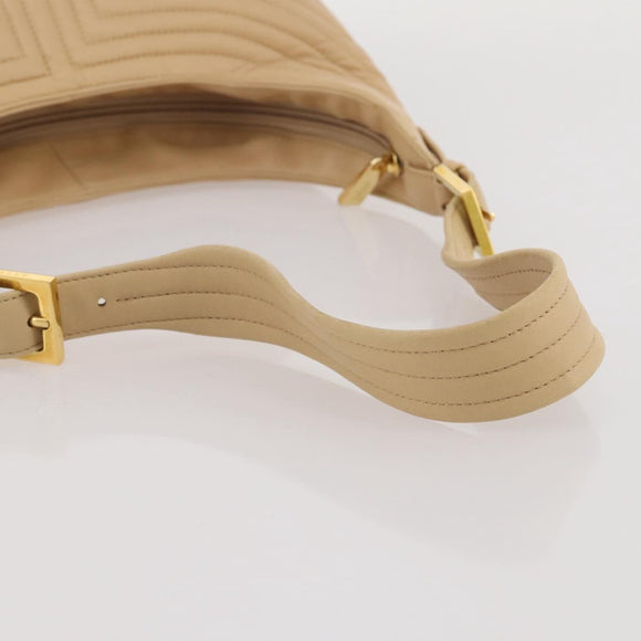 BALLY Shoulder Bag Leather Beige Gold Auth 204860A