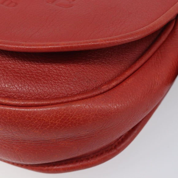 LOEWE Shoulder Bag Leather Red Silver Auth 204862