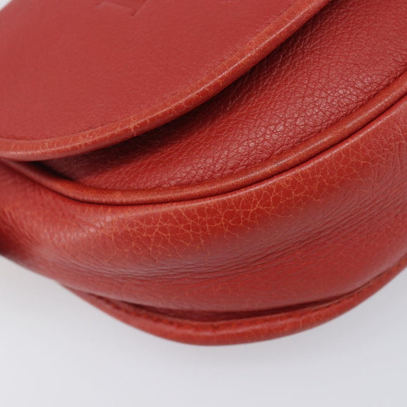 LOEWE Shoulder Bag Leather Red Silver Auth 204862