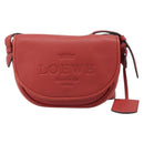 LOEWE Shoulder Bag Leather Red Silver Auth 204862-13