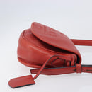 LOEWE Shoulder Bag Leather Red Silver Auth 204862-3