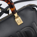 FENDI By The Way Mini Hand Bag Leather 2way Black Gold Tone 8BS067 Auth 204865V-20