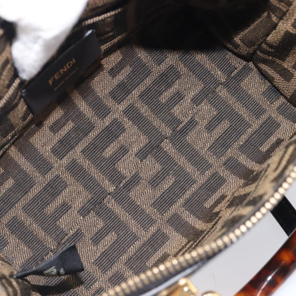 FENDI By The Way Mini Hand Bag Leather 2way Black Gold Tone 8BS067 Auth 204865V