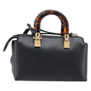 FENDI By The Way Mini Hand Bag Leather 2way Black Gold Tone 8BS067 Auth 204865V-2