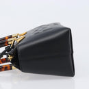 FENDI By The Way Mini Hand Bag Leather 2way Black Gold Tone 8BS067 Auth 204865V-4
