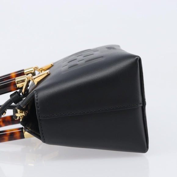 FENDI By The Way Mini Hand Bag Leather 2way Black Gold Tone 8BS067 Auth 204865V