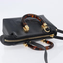 FENDI By The Way Mini Hand Bag Leather 2way Black Gold Tone 8BS067 Auth 204865V-6