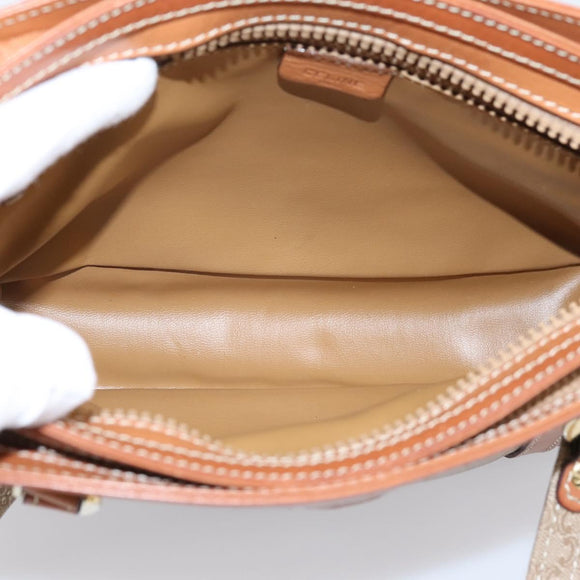 CELINE Macadam Canvas Tote Bag PVC Beige Gold Auth 204866A