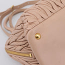 Miu Miu Matelasse Hand Bag Leather 2way Pink Gold Auth 204868-16