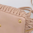 Miu Miu Matelasse Hand Bag Leather 2way Pink Gold Auth 204868-17