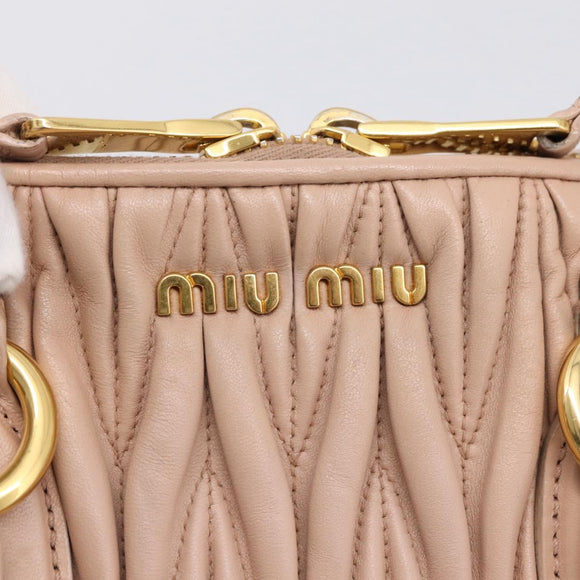 Miu Miu Matelasse Hand Bag Leather 2way Pink Gold Auth 204868