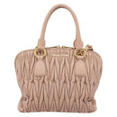 Miu Miu Matelasse Hand Bag Leather 2way Pink Gold Auth 204868-13