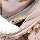 Miu Miu Matelasse Hand Bag Leather 2way Pink Gold Auth 204868-27