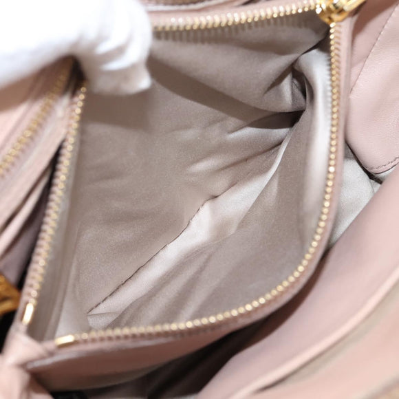 Miu Miu Matelasse Hand Bag Leather 2way Pink Gold Auth 204868