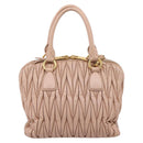 Miu Miu Matelasse Hand Bag Leather 2way Pink Gold Auth 204868-2