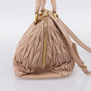 Miu Miu Matelasse Hand Bag Leather 2way Pink Gold Auth 204868-3