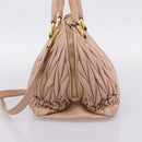 Miu Miu Matelasse Hand Bag Leather 2way Pink Gold Auth 204868-4