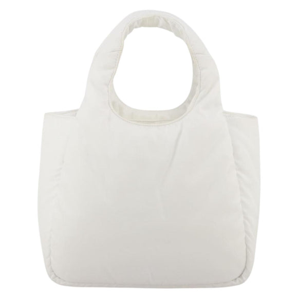 PRADA Hand Bag Nylon White Auth 204869A