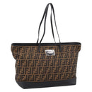 FENDI Zucca Canvas Tote Bag Black Brown Auth 204873-1