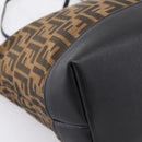 FENDI Zucca Canvas Tote Bag Black Brown Auth 204873-11