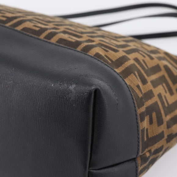 FENDI Zucca Canvas Tote Bag Black Brown Auth 204873