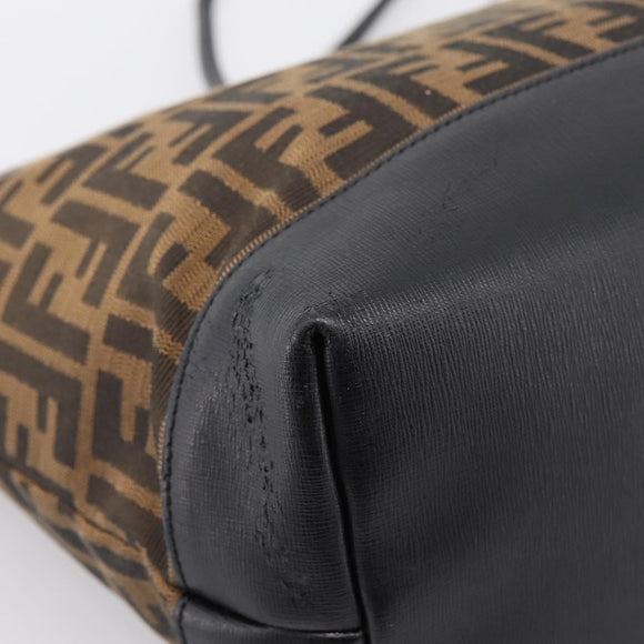 FENDI Zucca Canvas Tote Bag Black Brown Auth 204873
