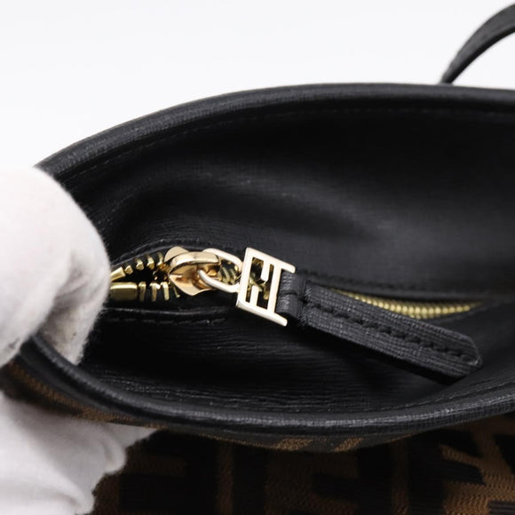 FENDI Zucca Canvas Tote Bag Black Brown Auth 204873