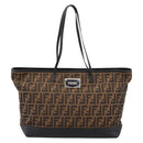 FENDI Zucca Canvas Tote Bag Black Brown Auth 204873-2