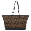 FENDI Zucca Canvas Tote Bag Black Brown Auth 204873-3