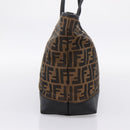 FENDI Zucca Canvas Tote Bag Black Brown Auth 204873-4