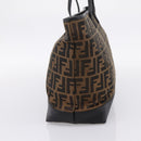 FENDI Zucca Canvas Tote Bag Black Brown Auth 204873-5