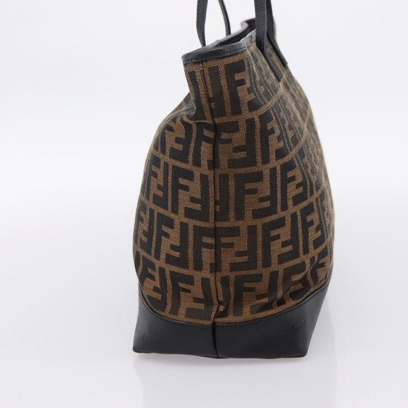 FENDI Zucca Canvas Tote Bag Black Brown Auth 204873