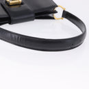 CELINE Shoulder Bag Leather Black Gold Auth 204875-9