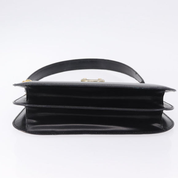 CELINE Shoulder Bag Leather Black Gold Auth 204875