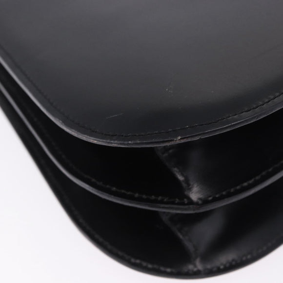 CELINE Shoulder Bag Leather Black Gold Auth 204875