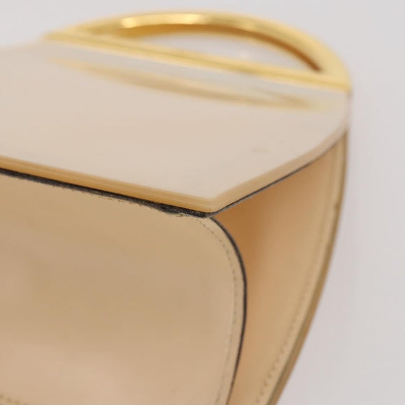 CELINE Hand Bag plastic Beige Gold Auth 204877