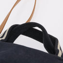 CHANEL Hand Bag Canvas 2way Navy Silver CC Auth 204878V-14