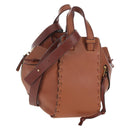 LOEWE Hammock Hand Bag Leather 2way Brown Gold Auth 204880SAM-1